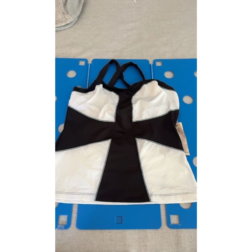 Pink Lotus Swim Top New Other,‎ White with Black Cross Medium